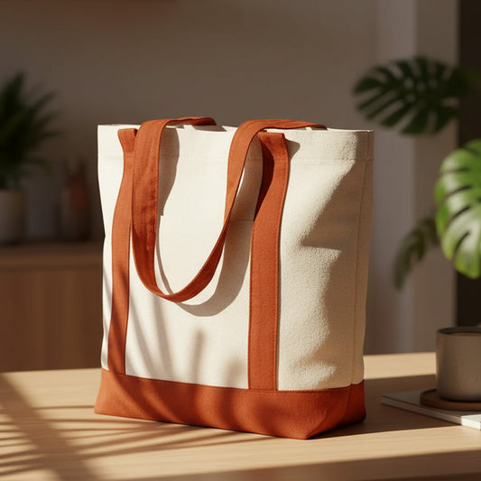 Trend Kanvas Çanta 40x35x12cm - Kahverengi Renkli Kulp