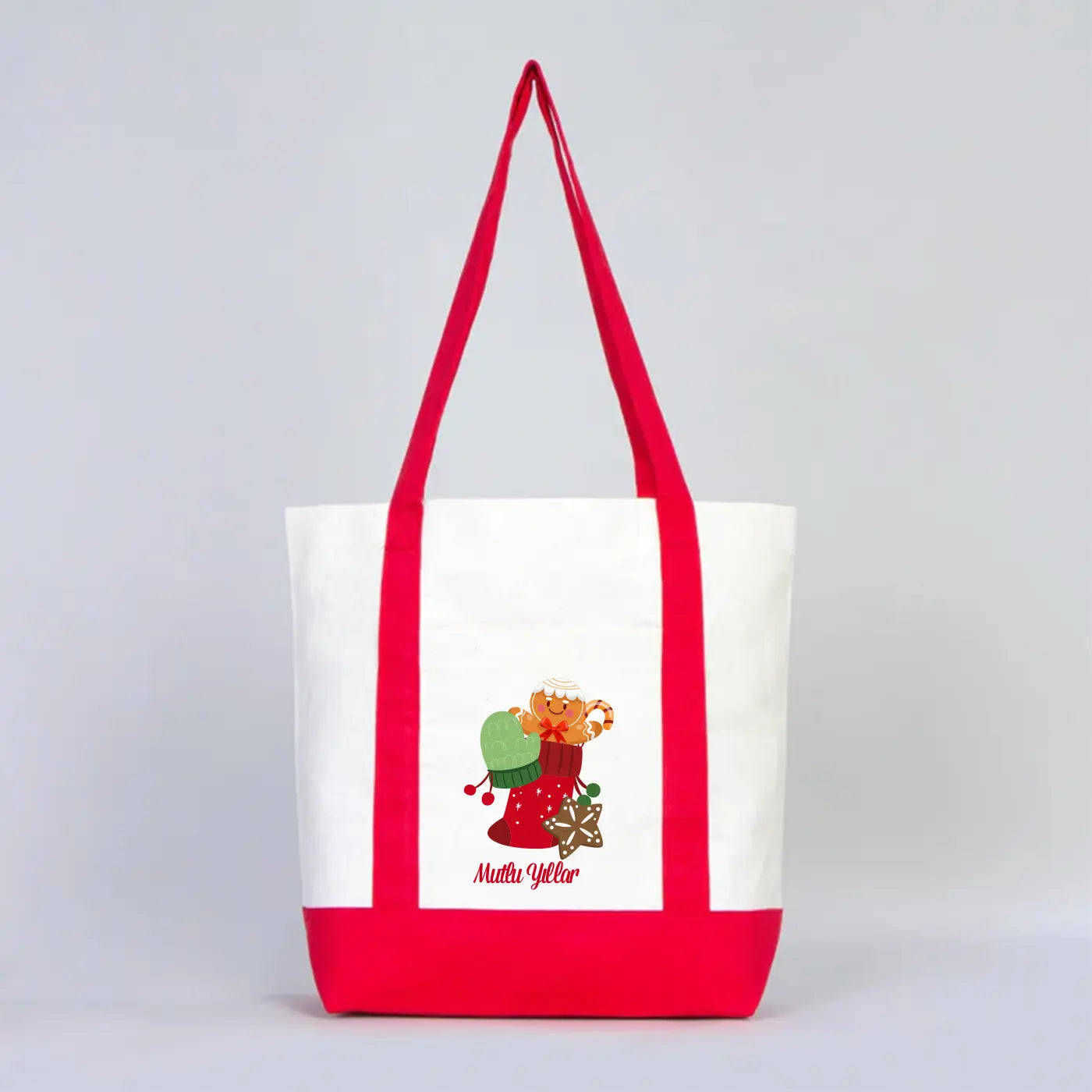 Yılbaşı Özel Trend Kanvas Çanta 40x35x12cm - Renkli Kulp (Özelleştirilebilir)