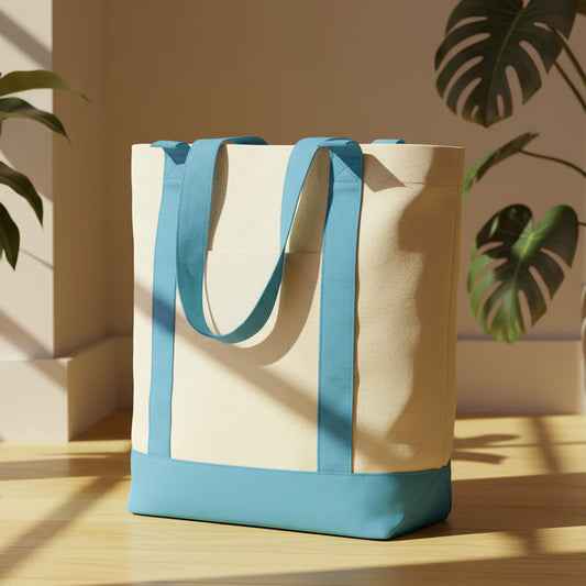 Trend Kanvas Çanta 40x35x12cm - Turkuaz Renkli Kulp