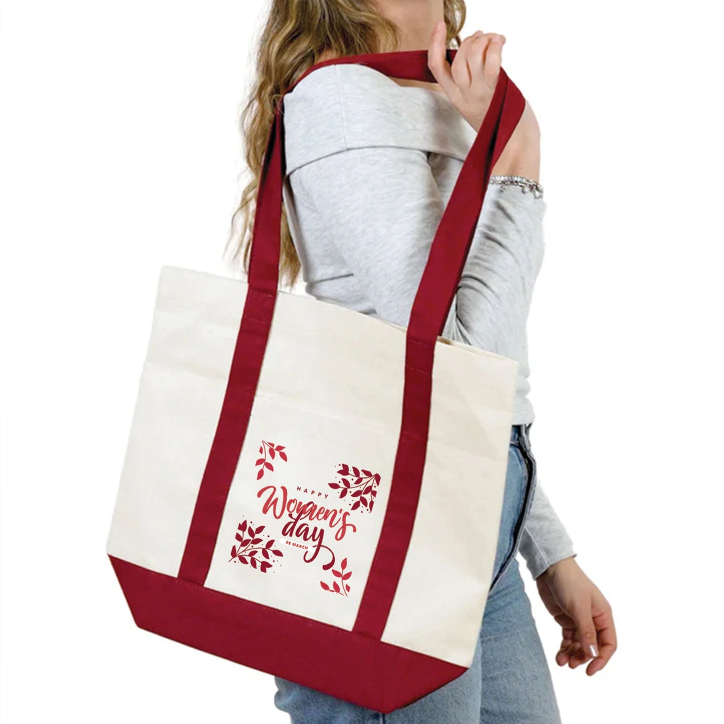 40x35x12 cm Trend Kanvas Çanta Bordo Kulp - Kadınlar Günü Hediyesi - görsel 6