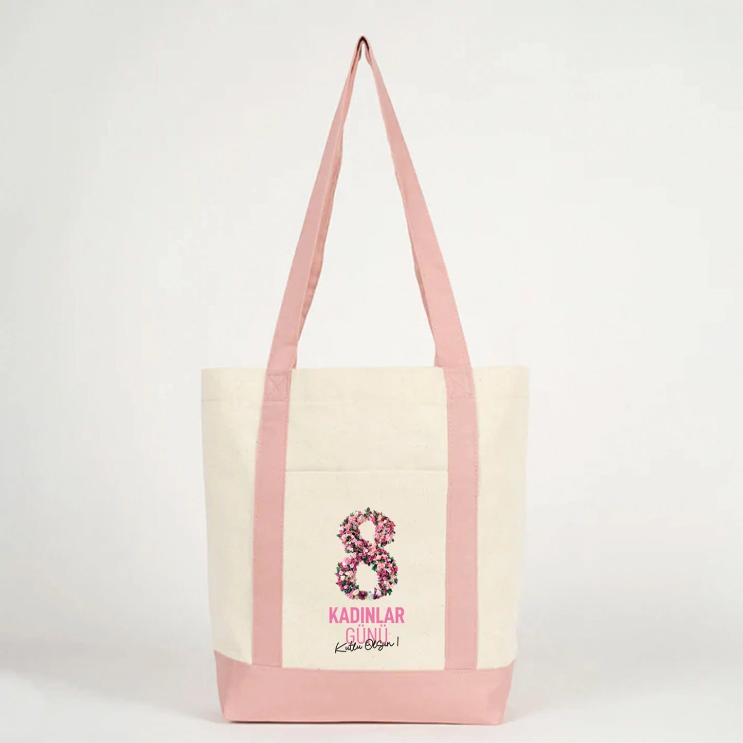 40x35x12 cm Trend Kanvas Çanta Pembe Kulp - Kadınlar Günü Hediyesi - detay görünüm