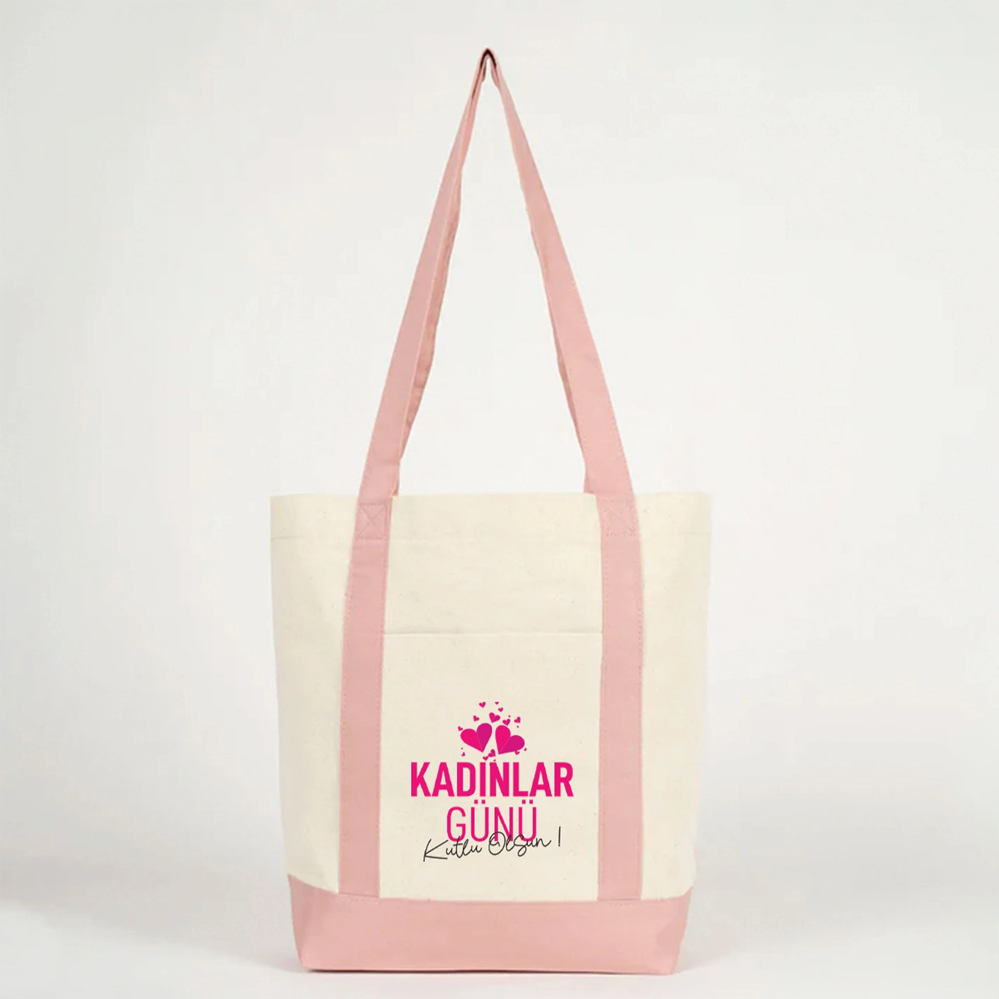 40x35x12 cm Trend Kanvas Çanta Pembe Kulp - Kadınlar Günü Hediyesi - görsel 8