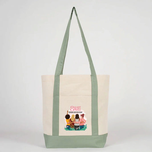 40x35x12 cm Trend Kanvas Çanta Mint Yeşili Kulp - Kadınlar Günü Hediyesi - detay görünüm