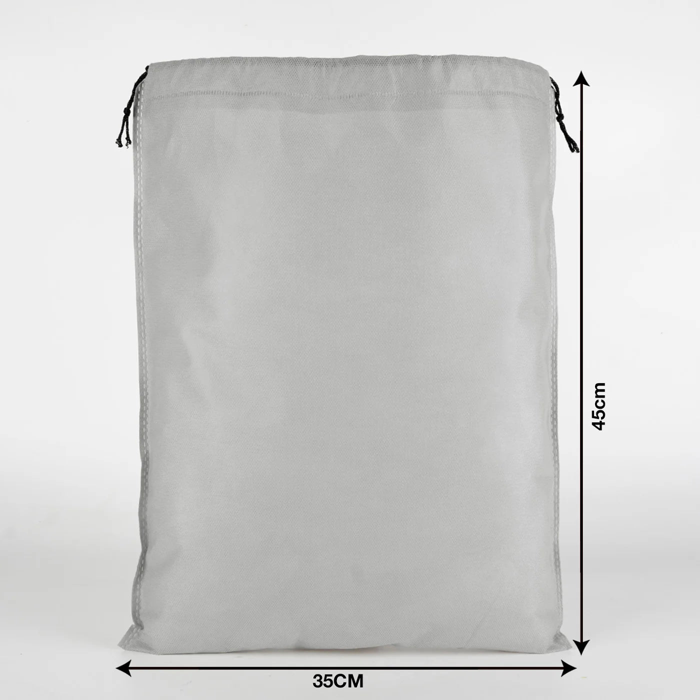 Ultrasonik Gri Tela Kese 35x45 cm – İp Büzgülü Ayakkabı ve Çamaşır Torbası