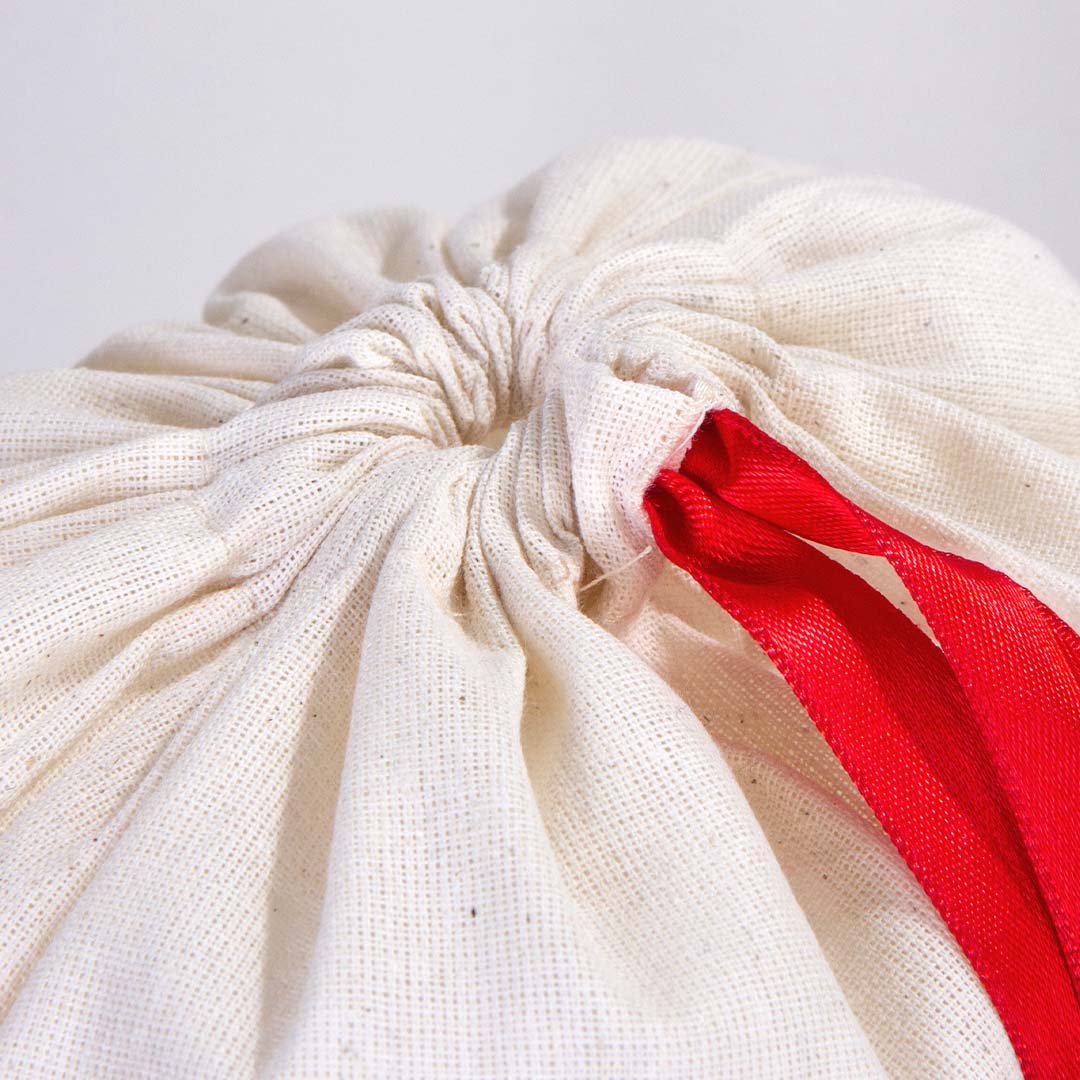 30x40 Kırmızı Kurdeleli Bez Kese – Bayram Kesesi