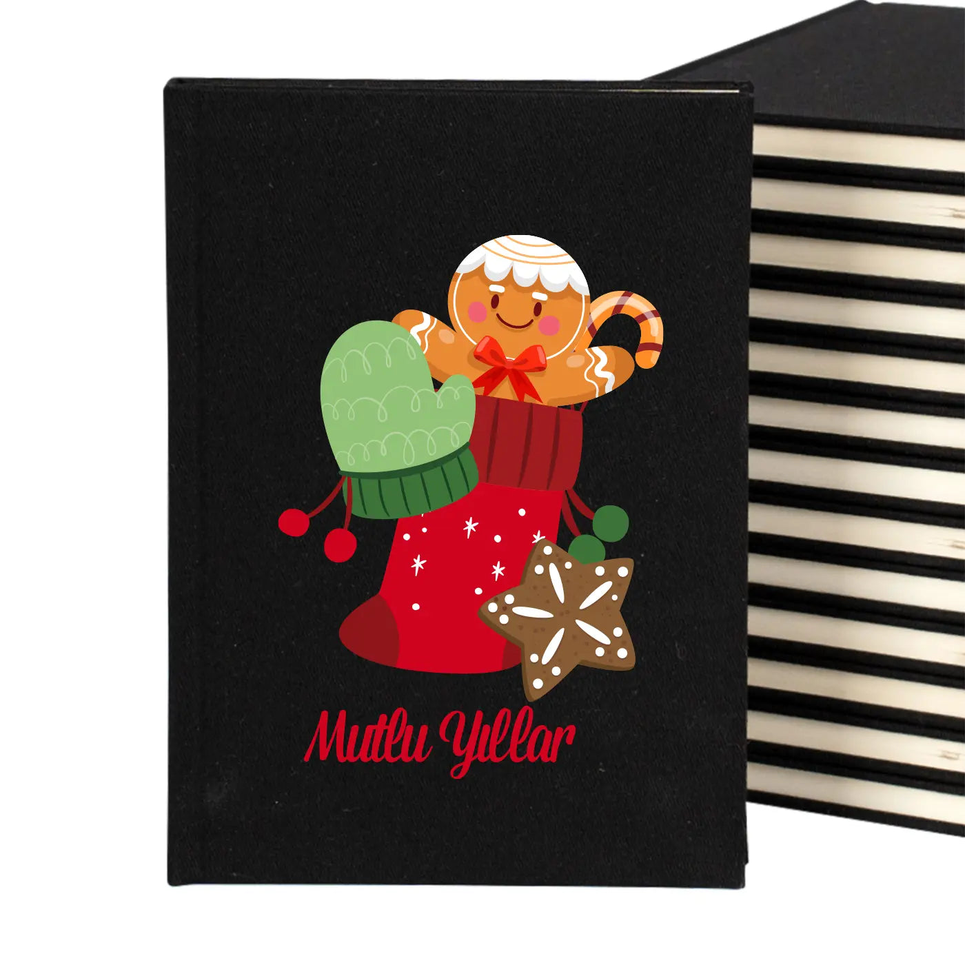 Yılbaşı Promosyon Defteri – Siyah Kanvas 14x20 cm Logo Baskılı