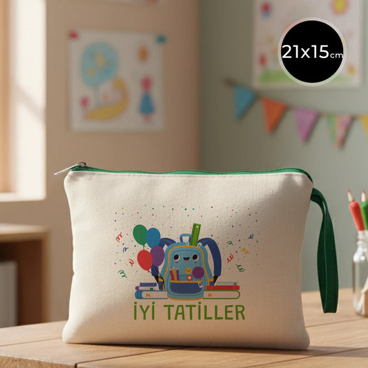 Karne Günü Desenli Clutch –  Yeşil Fermuarlı 21×15 cm (Özelleştirilebilir)