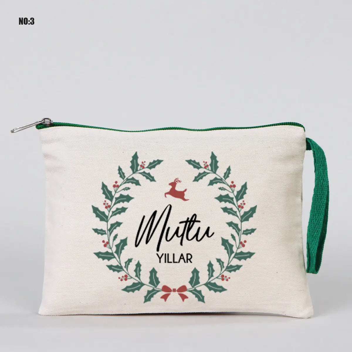 Yılbaşı Clutch 21x15 cm Yeşil Fermuar (Özelleştirilebilir)