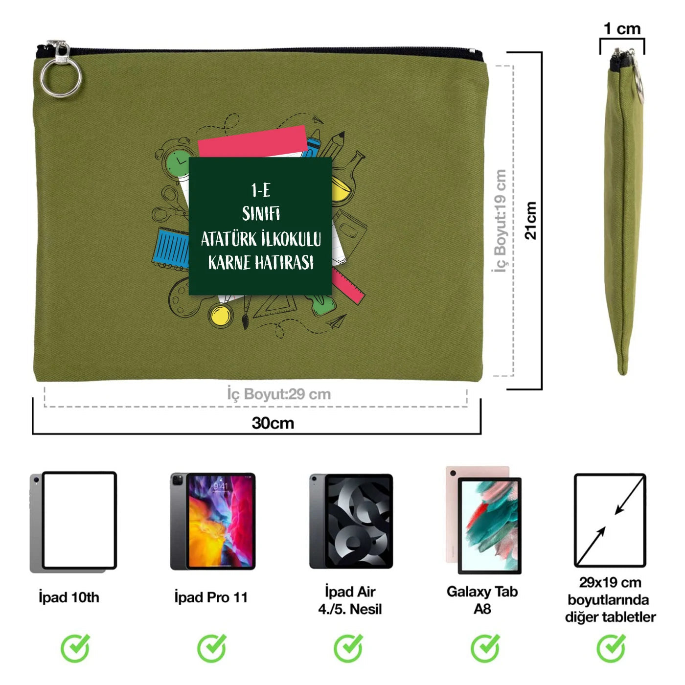 Yeşil karne günü temalı okul portföy çantası, karne hediyesi için özelleştirilebilir tasarımlı çocuk okul çantası