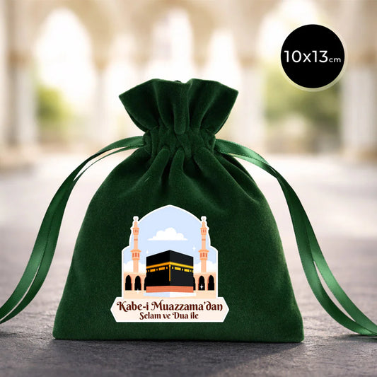 10x13 cm Kabe-i Muazzama’dan Selam ve Dua ile | Hac ve Umre Hediyelik Kadife ...