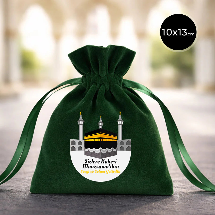 10x13 cm Kabe-i Muazzama’dan Selam ve Dua ile | Hac ve Umre Hediyelik Kadife ...