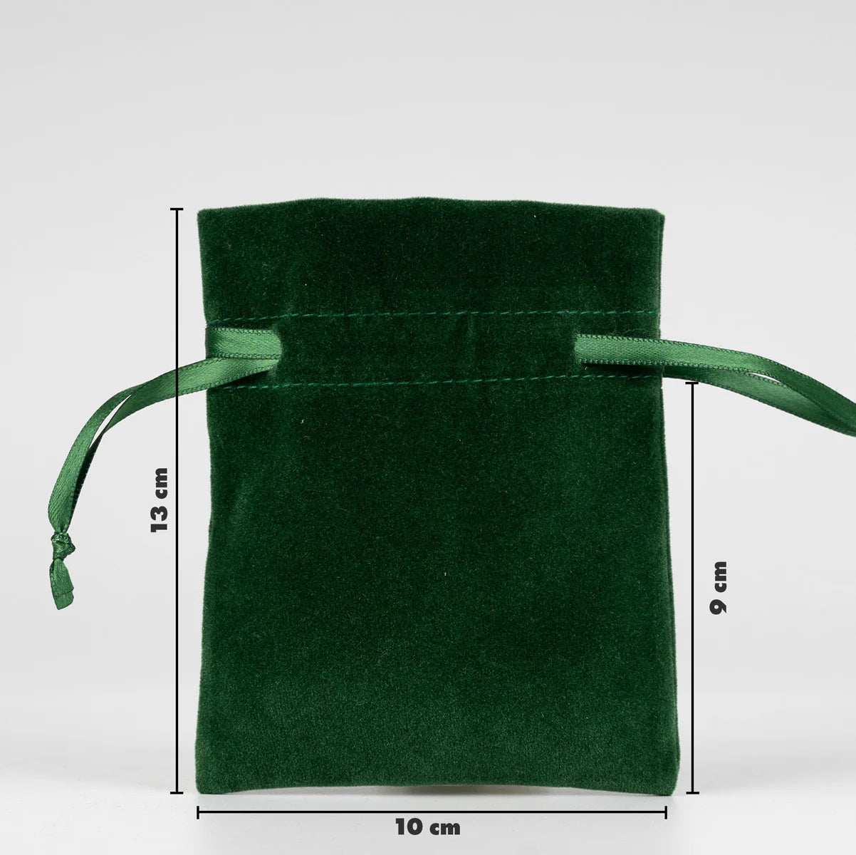 10x13 cm Kadife Gül Kese Yeşil - Kadınlar Günü Hediyesi
