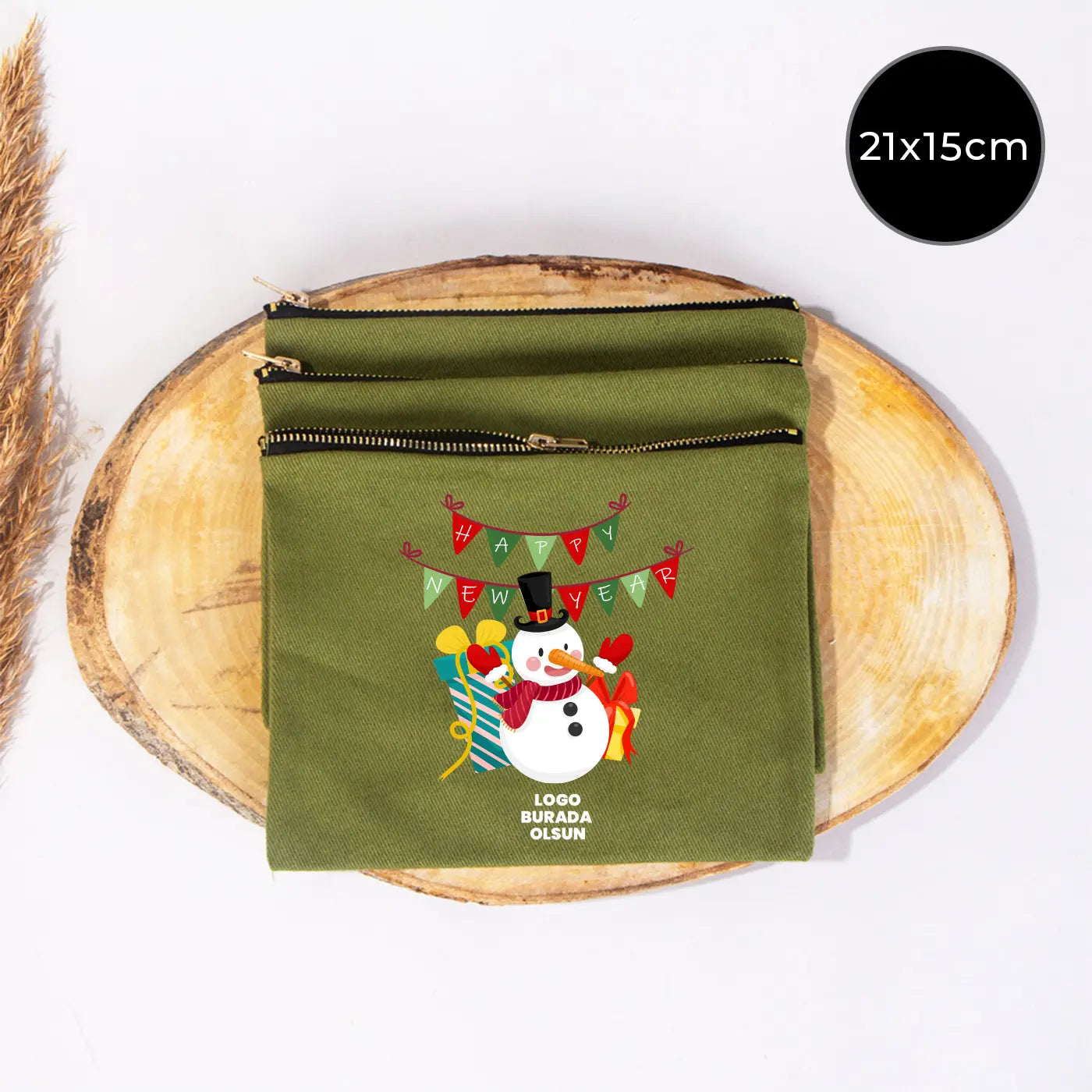 Yılbaşı Star Clutch 21x15 Yeşil - Metal Fermuar(Özelleştirilebilir)