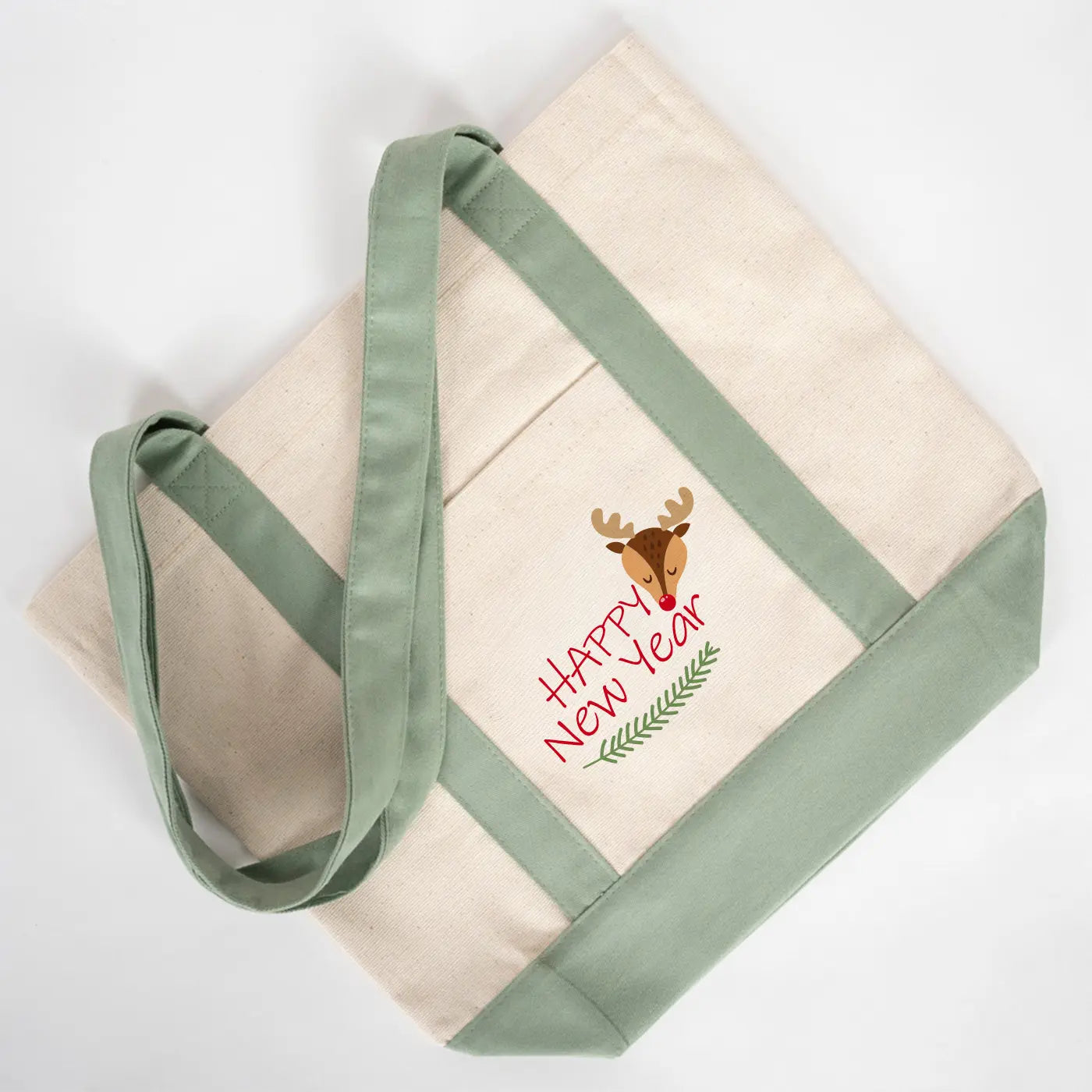 Yılbaşı Özel Trend Kanvas Çanta 40x35x12cm - Mint Yeşili Renkli Kulp (Özelleştirilebilir)