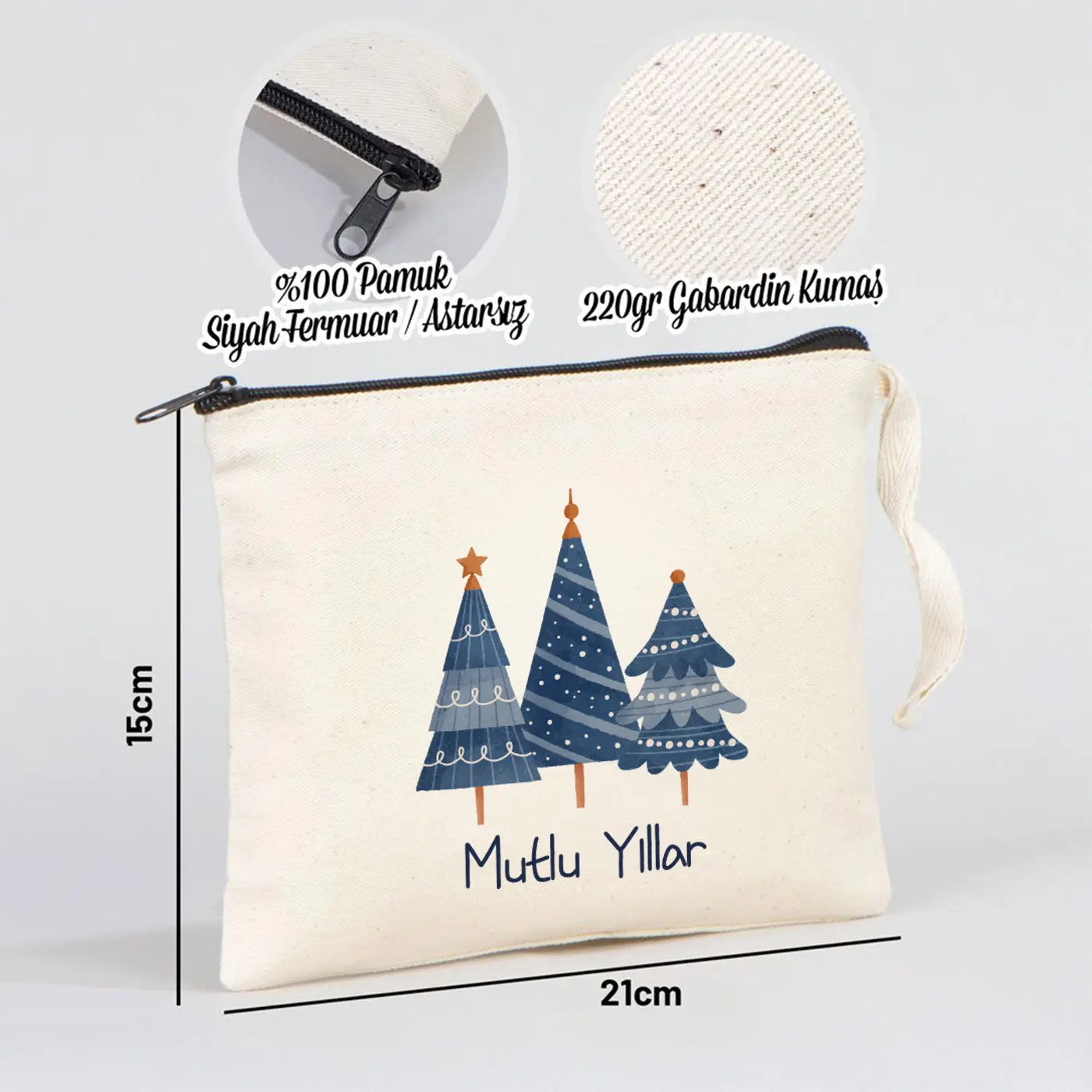 Yılbaşı Baskılı Clutch Astarsız Çanta 21x15 cm (Özelleştirilebilir)