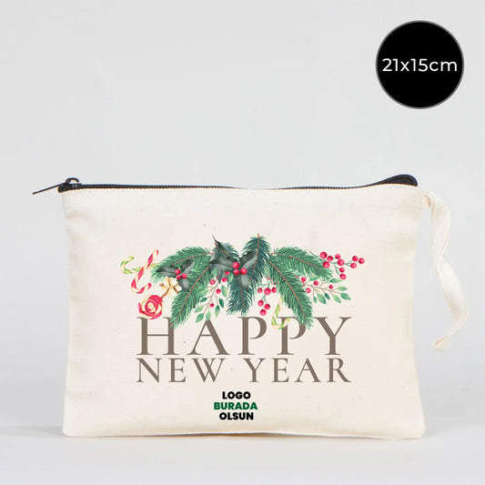 Yılbaşı Baskılı Clutch Astarsız Çanta 21x15 cm (Özelleştirilebilir)