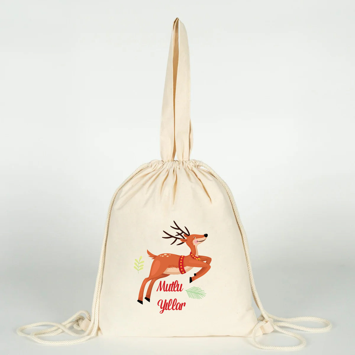 Yılbaşı Hediyesi: Çok Yönlü Büzgülü Bez Çanta 35x40cm – Elde, Omuzda, Sırtta Kullanım