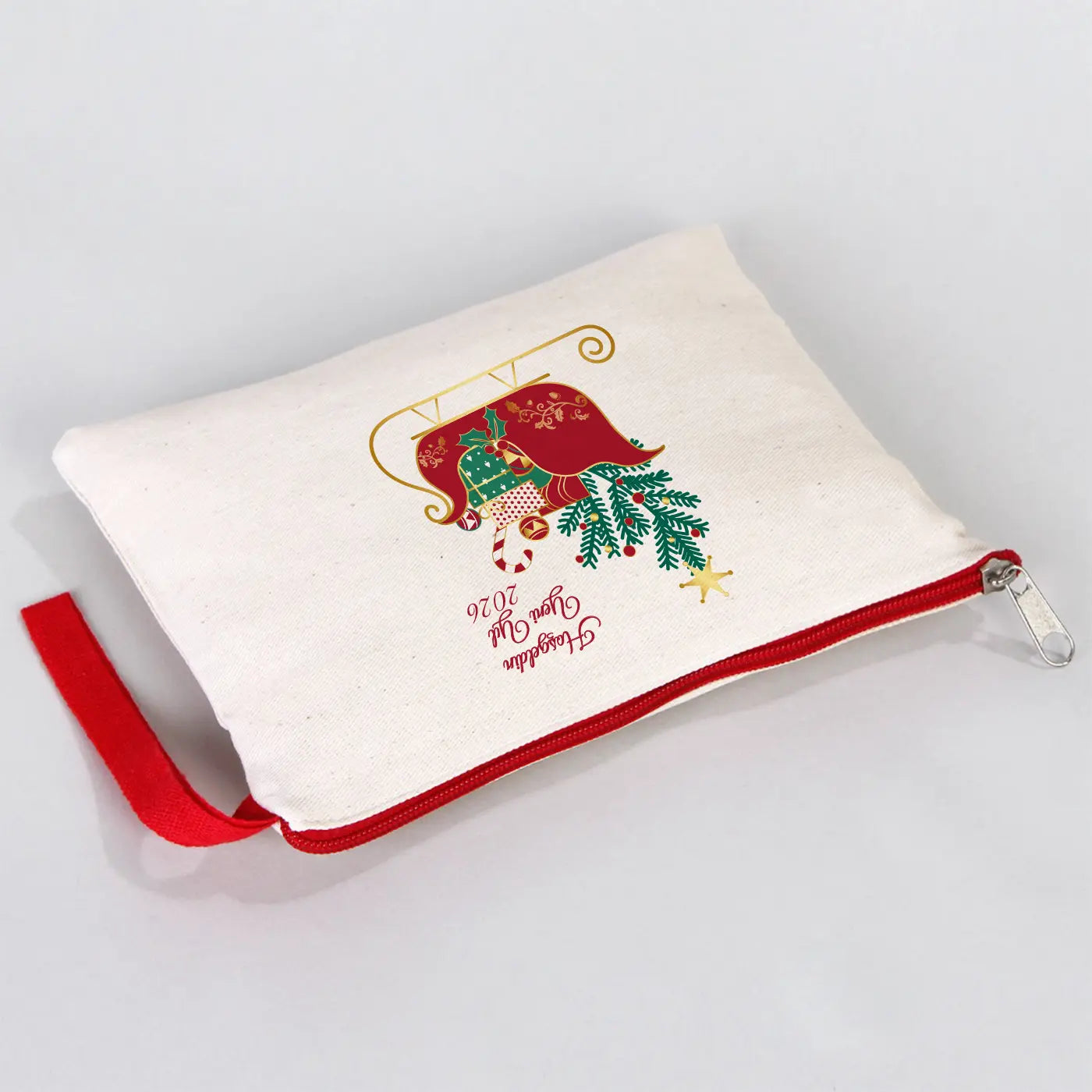 Yılbaşı Clutch 21x15 cm Kırmızı Fermuar (Özelleştirilebilir)