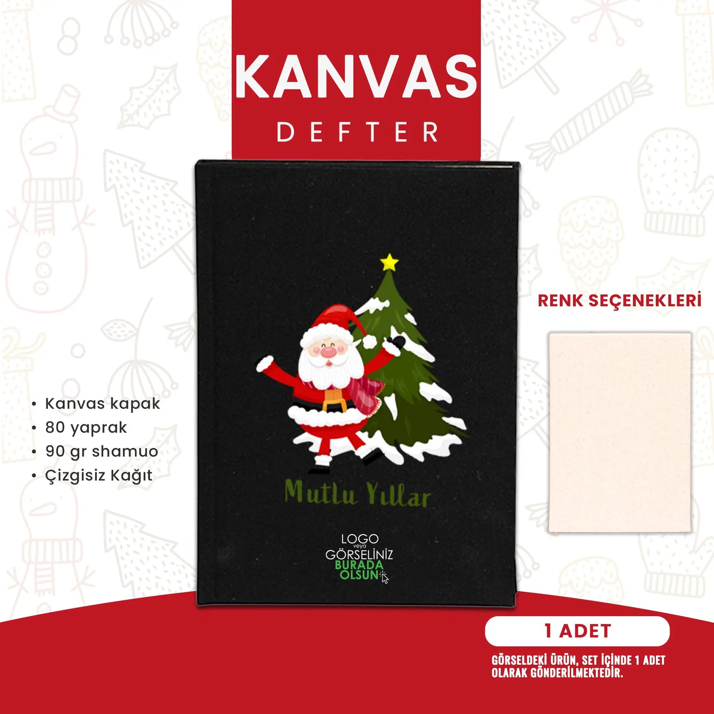 Ofis çalışanları için logolu yılbaşı hediye seti: Sweat, clutch, defter ve çanta 