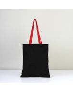 Siyah Kanvas Bez Çanta Kırmızı Kulp - 35x40 cm