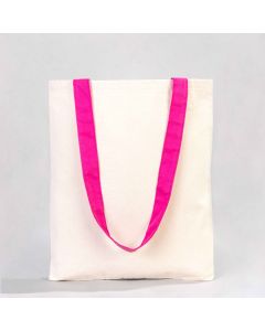  Canvas Bag Fuchsia Handle - With Inside Pocket