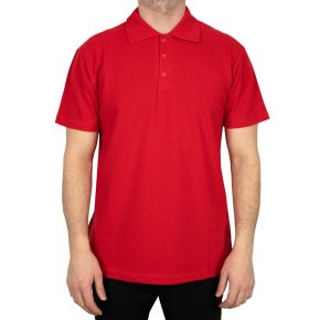 Canlı ve enerjik kırmızı polo yaka kısa kollu tişört