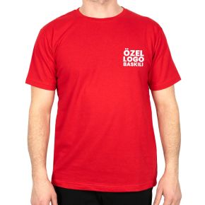 Enerjik ve tarzlı: Logo baskılı 1. Kalite Basic Kırmızı Renk kısa kollu tişört